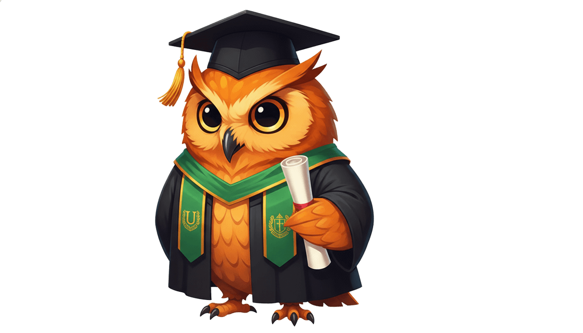 Successful owl celebrating your achievements